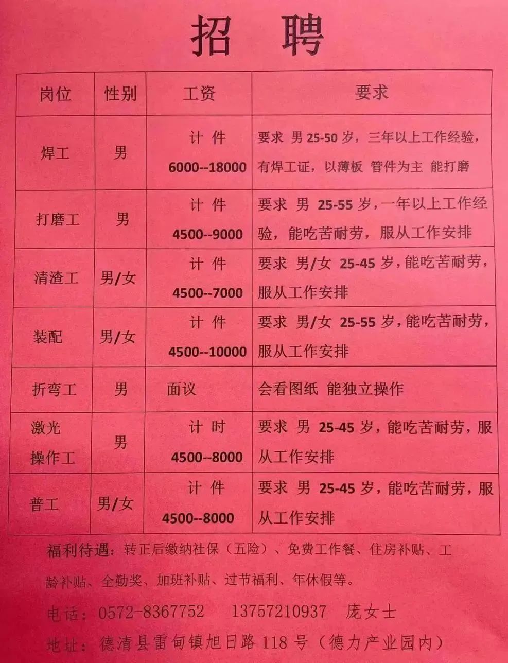 玉田招聘网女工招聘信息汇总，最新女工招聘启事