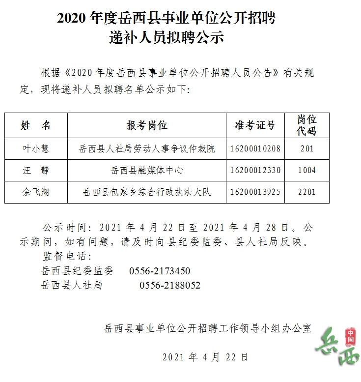 安庆岳西最新招聘信息汇总